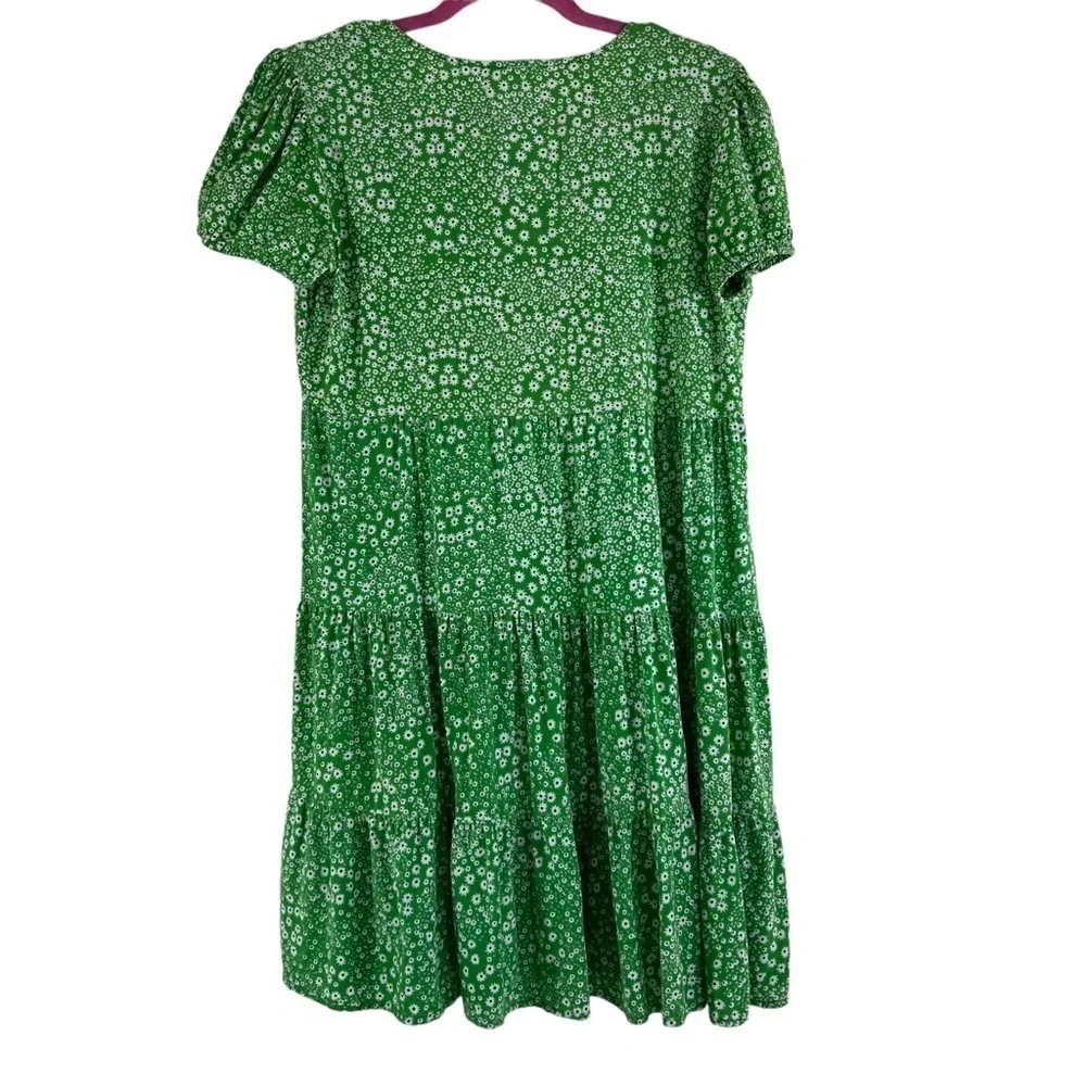 Violet Skies Green Floral Dress Medium